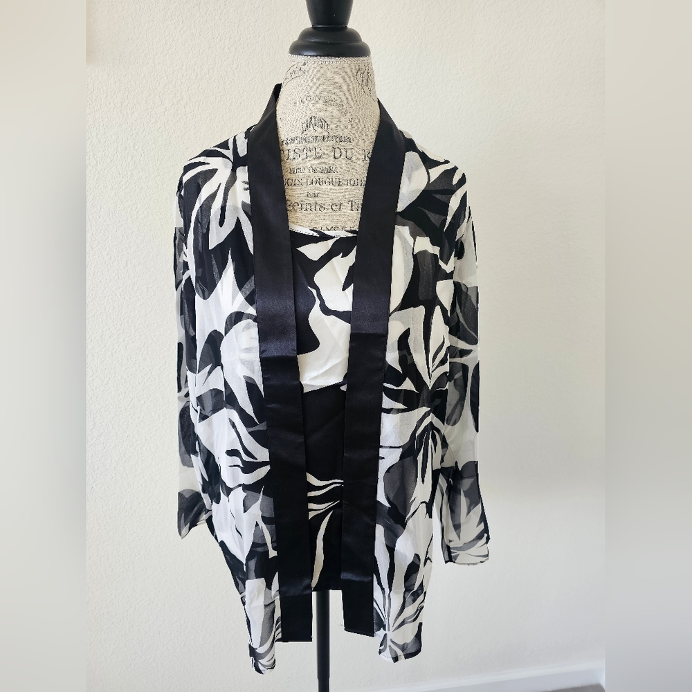 NWT Nolan Miller Glamour Style 100% Silk 2-Piece Abstract Floral Set - Small